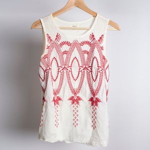 MADEWELL Red & White Embroidered Tank